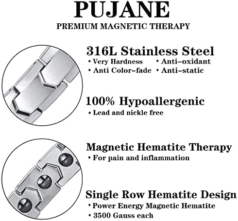 צמידים מגנטיים של Pujane לגברים נשים, צמיד אבזם נירוסטה 316L עם מגנטים למטיט, מתנת תכשיטי אנרגיה מגנטית