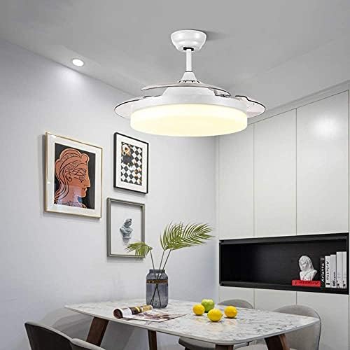 Fehun LED אור משתנה לשלושה צבעים ， המרת תדר המרה נברשת מאוורר, תאורת תקרה ， אור חדר שינה, סלון ， מנורה מודרנית/לבן