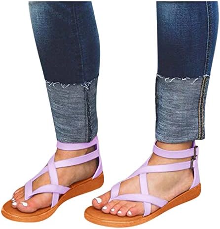 RBCULF נשים לוחיות סנדלים בוהו תחבושת אופנה רצועת אבזם כפכפים כפכפים סנדלים חופשה חוף נעלי