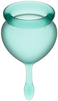 גביע הווסת-גביע מחזור לשימוש חוזר עם גזע הסרה-סיליקון רך וגמיש לגוף, החדרה והסרה קלה-כולל 2 גדלי כוסות לכל