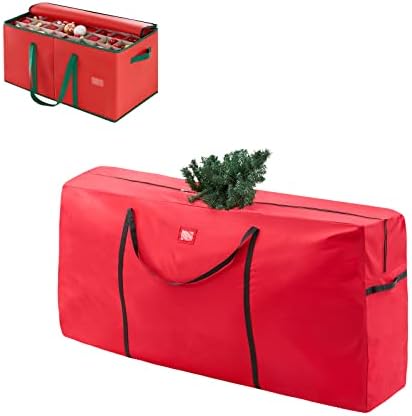 חג המולד עץ אחסון תיק מתאים עד 9 רגל, צרור עם חג המולד קישוט אחסון מיכל, אדום