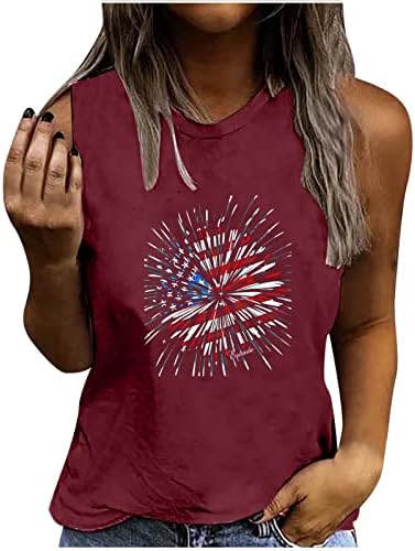 HGCCGDU 2023 גופיות יום העצמאות לנשים ללא שרוולים קיץ 4 ביולי חולצות טשטורות אמריקאיות דגל זיקוקי
