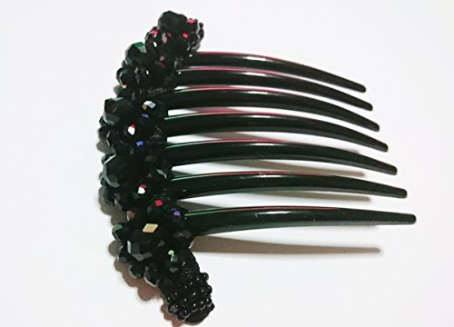 מסרק שיער טוויסט צרפתי מעוטר בחלקו העליון של הכותרת עם קריסטל 5 פרח