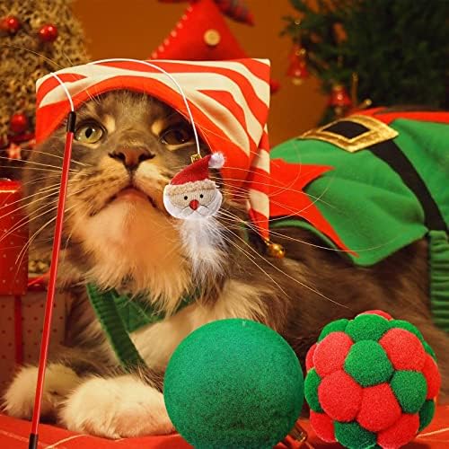 12 חתיכות חג המולד גרב חתול צעצועי סטי חג המולד חתול צעצועי גרב ממלאים חג המולד אינטראקטיבי חתלתול צעצועי