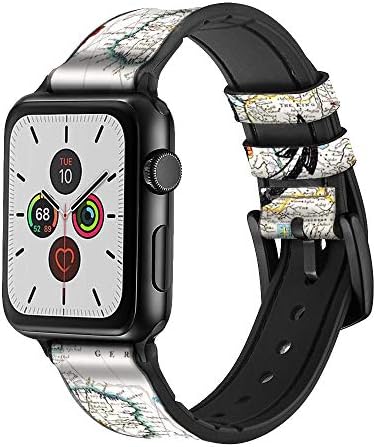 CA0216 תרשים ימי עור וסיליקון רצועת רצועת שעונים חכמה עבור Apple Watch Iwatch Size 38 ממ/40 ממ/41 ממ