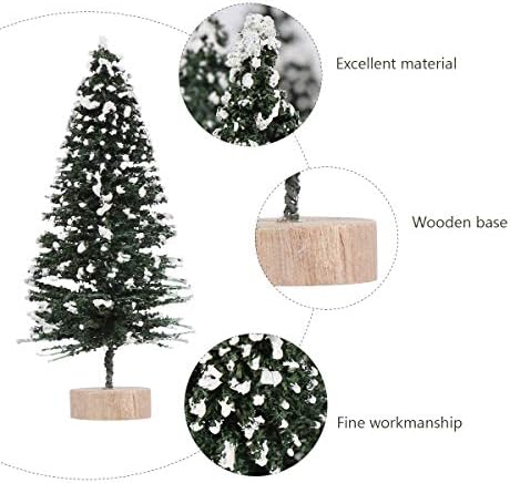 PartyKindom 12 יחידות עצי חג המולד מיני עיצוב שולחן מזויף עצי כפור עם קישוטי חג המולד של בסיס עץ