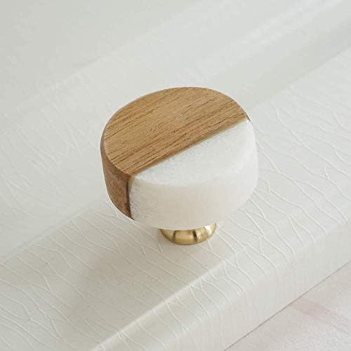 Lbfeel 4 חבילה Unqiue מגירת עץ ידית ארון מודרנית ידית מושכות ארון אבן לבן שידה כפתור משוך ידית חומרה