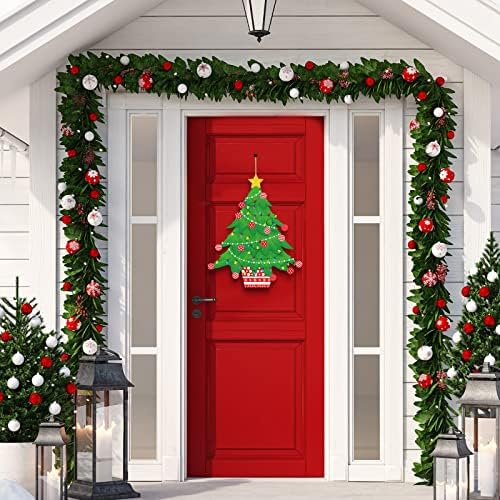 Chiazllta חג מולד שמח עץ תלייה שלט דלת קישוט עץ חג המולד שלט בברכה לבית מקורה קיר חווה חיצוני
