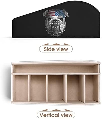 דגל אמריקאי בולדוג בולדוג עור בקרת עור קופסת אחסון רב-פונקציונלית מארגן לשולחן העבודה עבור מחזיקי