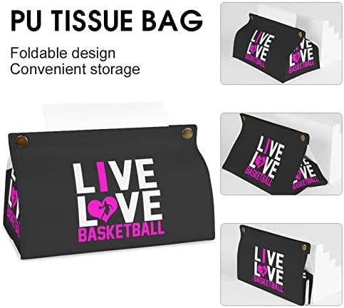 Live Love Baskball כדורסל עור PU רקמות מחזיק קופסת נייר תיק אחסון מגבות לחדר שינה ביתי משרד