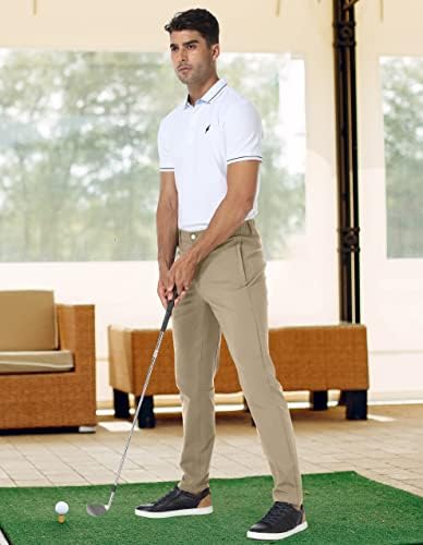 מכנסי גולף של Puli גברים נמתחים שמלה רזה מתאימה עבודה מזדמנת טיולים מכנסיים אטומים מחודדים עם כיסים
