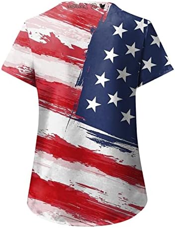 חולצות שרוול ג ' י לנשים יום העצמאות לנשים הדפס חולצות קיץ יומיות לנשים גופיות צוואר