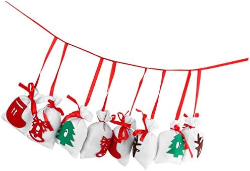 24 יחידות חג המולד סוכריות תיק שרוך שקיות מתנת שקיות 24 דיגיטלי תליית שקיות חטיפים אחסון תיק לילדים ילדים