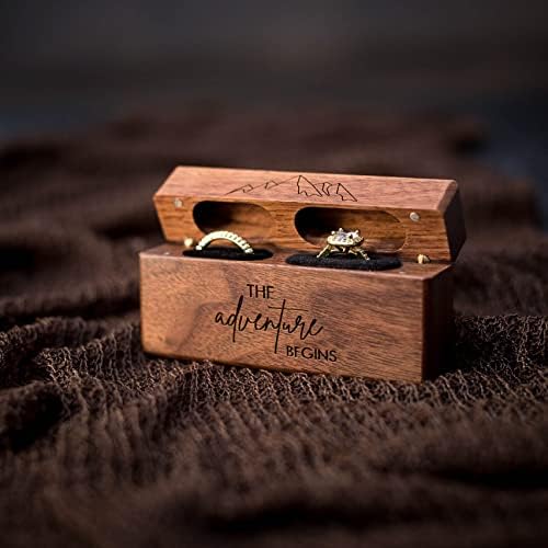 הרפתקאות מתחיל כפול טבעת תיבה-חקוק דק עץ טבעת מקרה תיבת לחתונה טקס אירוסין הצעת נושא טבעת תיבה-יום נישואים יום