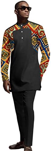 אפריקאי גברים של מסיבת חליפת שתי חתיכות סט דאשיקי חולצה צפצף אימונית ארוך שרוול תלבושת