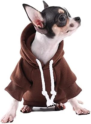 Paiaite חום צ'יוואווה קפוצפון כלב קפוצ'ון חורף סווטשירט כלב קטן עם חור רצועה בגדי חיות מחמד חמים לבגדי מעיל סוודר