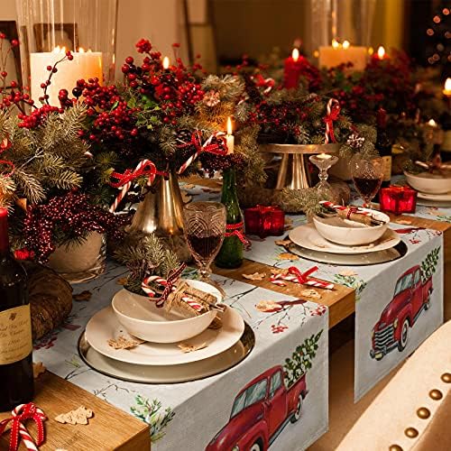 רץ שולחן חג המולד של Zereaa, עץ עץ אורן ברי עץ למטבח, אוכל, ארוחת ערב למסיבת חג, 13x90in