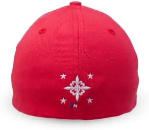 סיוט צרפתי - כובע פלקספיט לגברים ונשים - באריג כותנה-לוגו רקום לבן-תחתון אדום של מגן