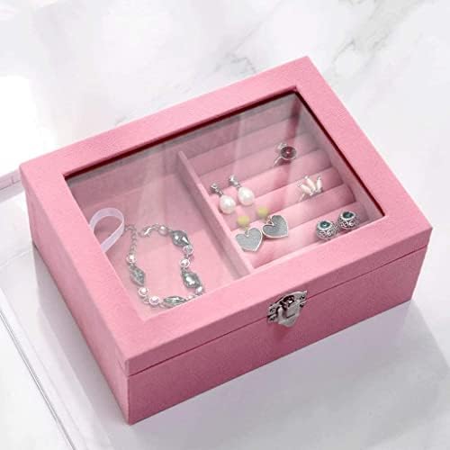 JGATW תיבת תכשיטים מארגן תכשיטים שכבה כפולה שכבה כפולה קופסת תכשיטים פלאנל קופסת אחסון צמיד שרשרת צמיד עגילי