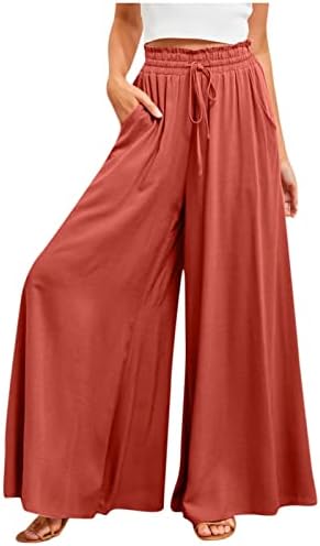 HDZWW פריל קיץ רחב רזה מכנסי טרקלין נשים נושאים מכנסיים נושמים בעלי נושמים ארוכים מכנסיים ארוכות