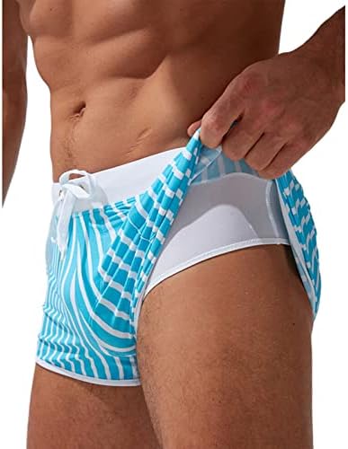 גברים תחתונים גברים שכבה כפולה מכנסי חוף קלים פס אנכי ייבוש מהיר תחתונים תחתונים קצרים
