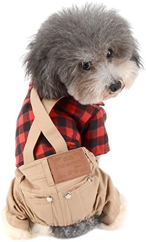 זונה בגדי כלב חיות מחמד גור סרבל סרבל חולצה משובצת בריטית תלבושות מכנסיים לתלבושות לכלבים קטנים