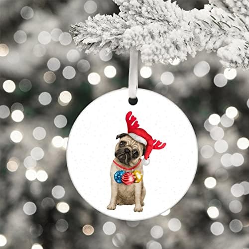 חיות מחמד עם קרניים קישוטי חג המולד, החג שמח כלב קרמיקה קישוט, כלב עם קרניים קישוט, חיות מחמד עם קרניים 3 אינץ