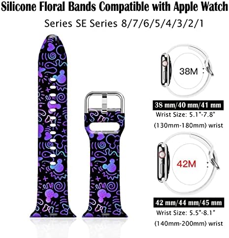 FTFCACACH רצועות פרחוניות סיליקון תואמות עם Apple Watch 49 ממ 45 ממ 44 ממ 42 ממ 40 ממ 41 ממ 38 ממ, פרח