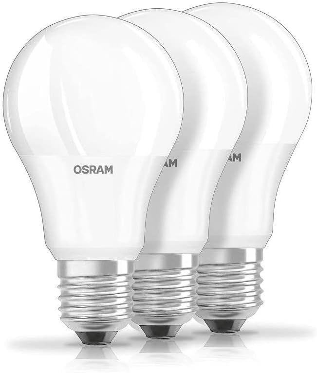 מנורת לד אוסראם / בסיס 27 / לבן חם / מחליף נורות ליבון 60 וואט/8.50 וואט / בסיס חלבית / לד קלאסי א',