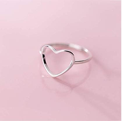 925 סטרלינג כסף חלול לב טבעת אהבת חתונה להקות טבעת לנשים ילדה תכשיטים מתנת מסיבת טבעת