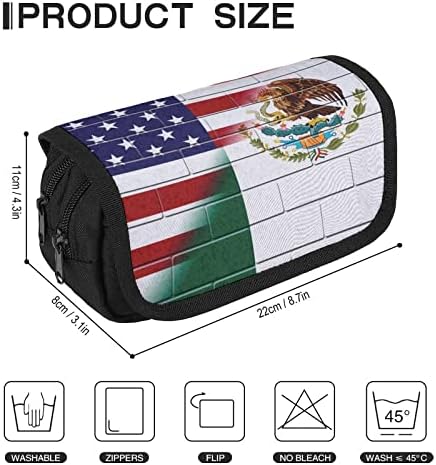 ארהב דגל מקסיקו קיר גבול קיר קיבולת גדולה עפרון עפרון מרובה חריץ שקית עיפרון שקית אחסון עט ניידת