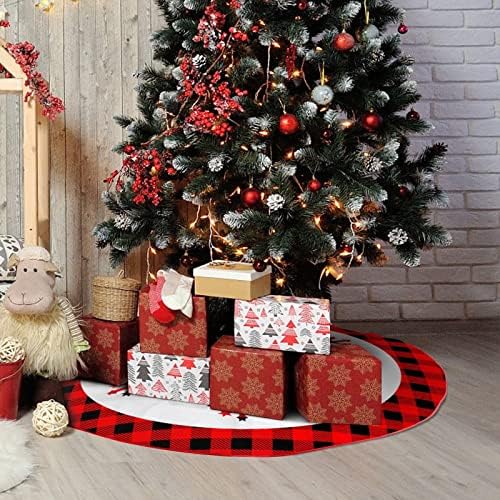 חג המולד אדום שחור בדוק פתית שלג חצאית עץ חג המולד פתית שלג 30 x 30 חצאית עץ חג המולד חג המולד