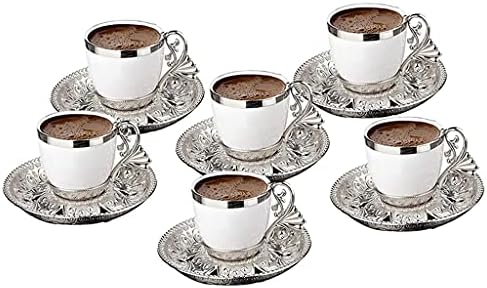 SXNBH כוס קפה טורקית כוסית צלוחיות מוגדרת ל 6 אנשים חרסינה 4 גרם קפה קפה אספרסו נשים גברים מתנה לחמדת בית יום