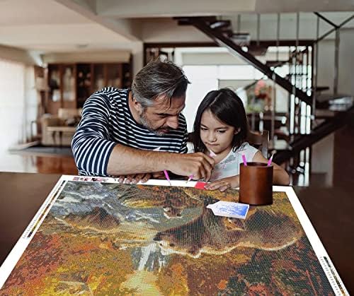 ZGMAXCL ערכות ציור יהלומים DIY למבוגרים וילדים יער מקדח מלא ודוב ריינסטון בגודל גדול עיצוב קיר בית 31.5 x 23.6