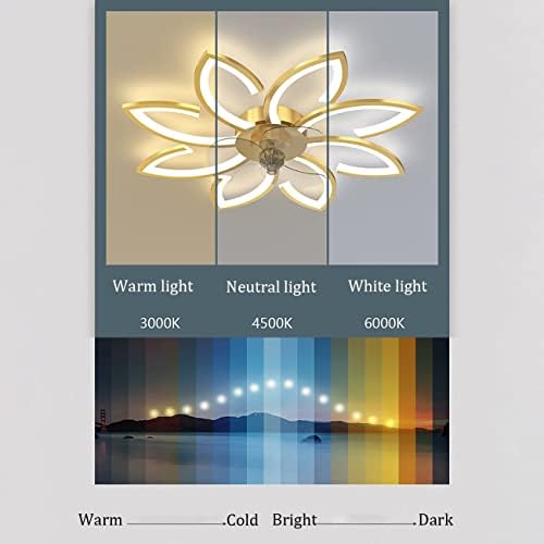 מאווררי Neochy עם אורות תקרה שקט מאוורר גדול הפיך עם שלט רחוק ואורות תקרה עמוסים של אפליקציה LED עם טיימר לחדר