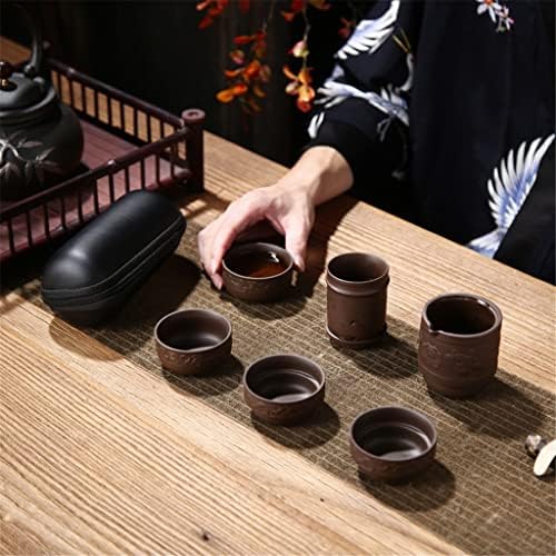 N/A 4 יחידות כוסות תה חימר סגול סגול 1 חתיכת קומקום ותה פילטר הכל בשקית ניידת תרבות תה סינית