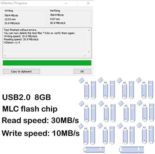 50 חבילות 8GB כונני פלאש USB כונן פלאש בתפזורת וסיטונאי מהירות W/R מהירות 10MB/30MB 8GB כונן עט כונן