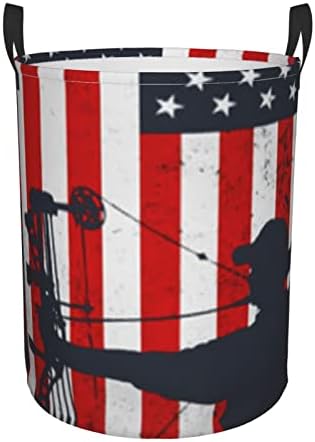 קשת ציד אמריקאי דגל כביסת עגול אחסון סלי מתקפל צעצוע ארגונית עבור שינה אמבטיה סל