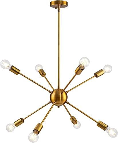 Twcce Gold Sputnik נברשת 8 אורות מתקן תאורה מודרני אמצע המאה נברשות תליון תליון וינטג
