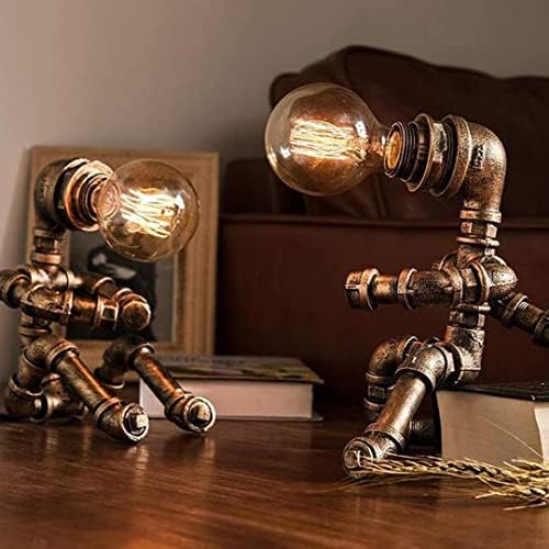 MFVV מנורות רובוט תעשייתיות בסגנון רטרו סגנון STEAMPUNK מנורת מגניבה וחמודה מנורת שולחן צינור מים