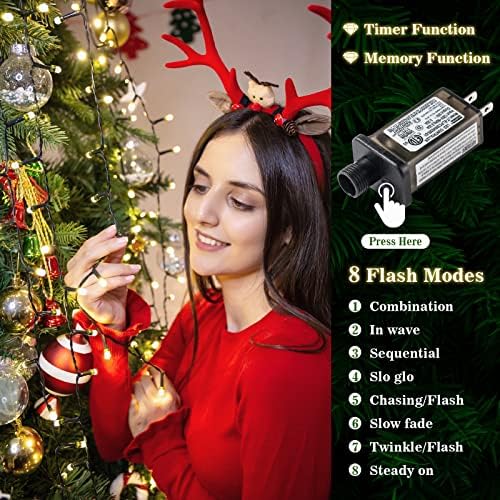 אורות עץ חג המולד של ארקר, אורות עץ חג המולד עם 400 עם טבעת 10 × 6.6ft אולטרה-בהיר בצורת יהלום, אורות חג