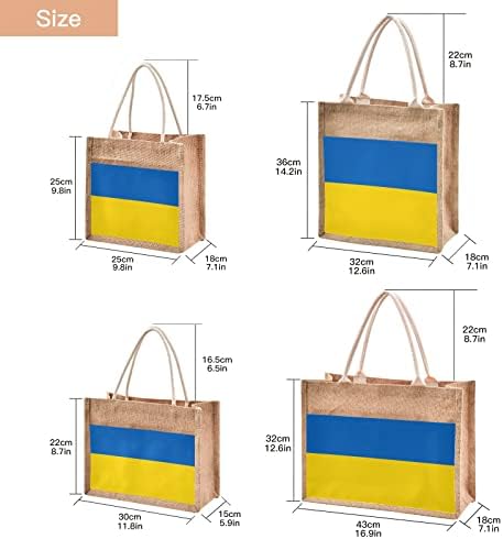 דגל אוקראינה שקיות תיק יוטה תיק יוטה תיק עם כיס בד קדמי שקיות יוטה טבעיות לתיק קניות מכולת לשימוש חוזר