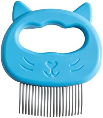 חתול טיפוח מברשת כף יד כלי חתול כלב מחמד טיפוח עיסוי מברשת פלאפי שיער אחיזה נוחה כחול