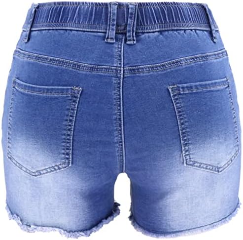 נשים של אלסטי מותניים מחרוזת גבוהה מותן מכנסיים דק חור לשטוף ג ' ינס מכנסיים שרוך בתוספת גודל מזדמן מכנסיים