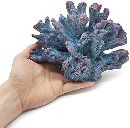 E.yomoqgg אקווריום אלמוגים פולירסין קישוטים, שונית אלמוגים מלאכותית תפאורה כחולה למיכל דגים וקישוט נוף