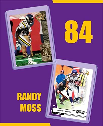 כרטיסי כדורגל של רנדי מוס מגוון חבילה - מינסוטה ויקינגס, סט מתנות לכרטיס מסחר של ניו אינגלנד פטריוטס