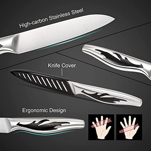 סטייק סכיני סט של 8, קילוף סכין עם נדן, 4 אינץ אולטרה חד פירות סכינים, נייד קילוף סכינים, גבוהה פחמן גרמנית