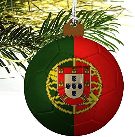 דגל פורטוגל כדור כדורגל כדורגל פוטבול עץ עץ עץ חג המולד קישוט