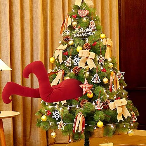 תליון קישוט עץ חג המולד של Walbest, רגלו של סנטה שהתנגש בעץ חג המולד, רגל קישוט כותנה מרופדת ויצירתית