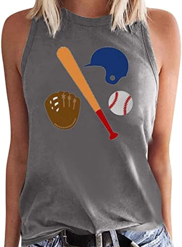 צמרות קיץ לנשים בייסבול מזדמן בייסבול הדפסת אפוד ללא שרוולים קיץ שלוש חולצות צבעוניות עבודה קלות